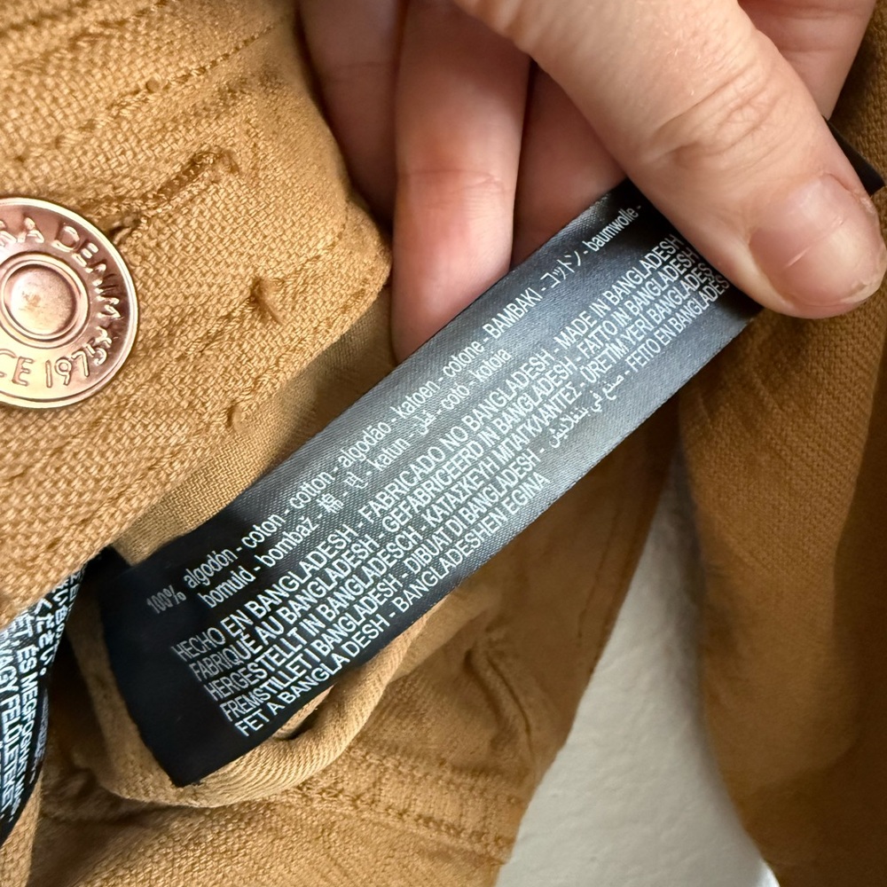 Zara small women’s denim Tan Shirt Jacket shacket with corduroy collar - Picture 3 of 5